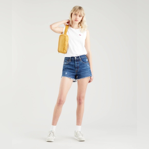 Levi's Premium Jeans 501 Original Fit High Rise Women’s Shorts Distressed Denim - Picture 1 of 16